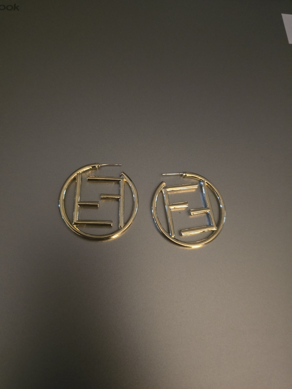 Gold-Tone Hoop Earrings with Geometric Cutout